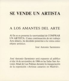 José Antonio Sarmiento, se vende un artista, Las Palmas